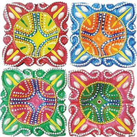 Traditional Square Diya - 4 Pack (#89866) (4 diyas)